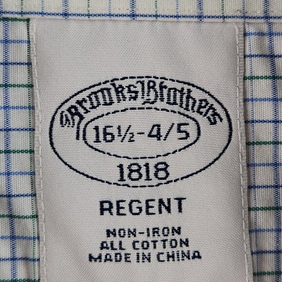 Brooks Brothers Regent 16.5 4/5 Cotton Non-Iron Blue and Green Check Long Sleeve - Picture 11 of 16